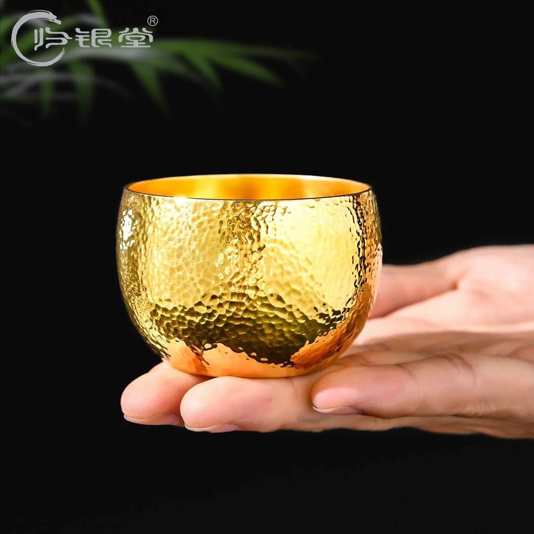 归银堂足银999内外镀金银杯水杯茶杯主人杯品茗杯GS-ZYCB220807