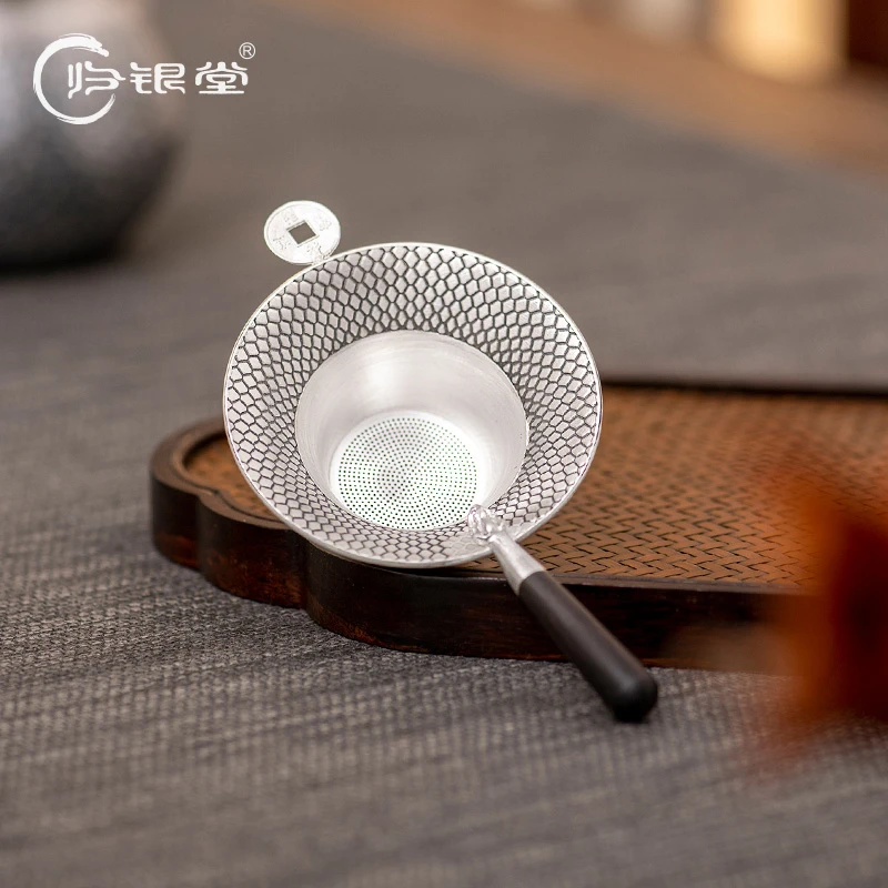 归银堂足银999铜钱圈隔热茶漏茶具配件茶叶过滤茶滤GS-HCL200404