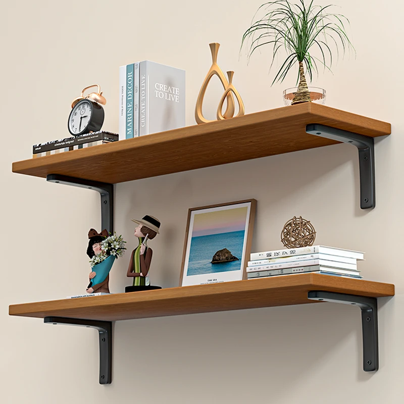 实木墙上置物架隔板悬空一字搁板客厅墙面收纳书架木板壁挂层板托