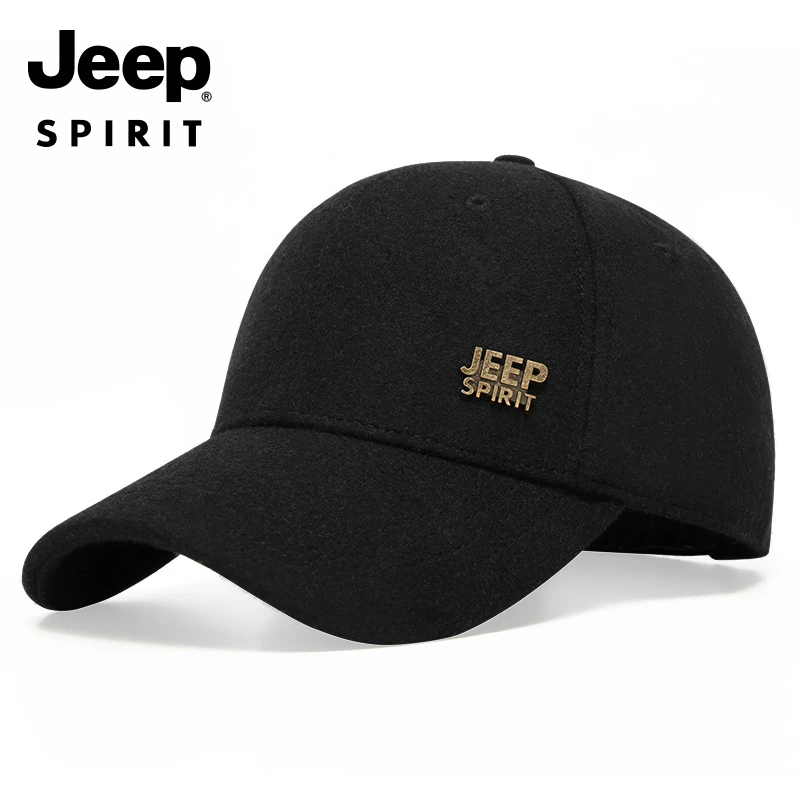 JEEP吉普羊毛呢帽子男士加厚冬天保暖棒球帽秋冬季大码韩版鸭舌帽