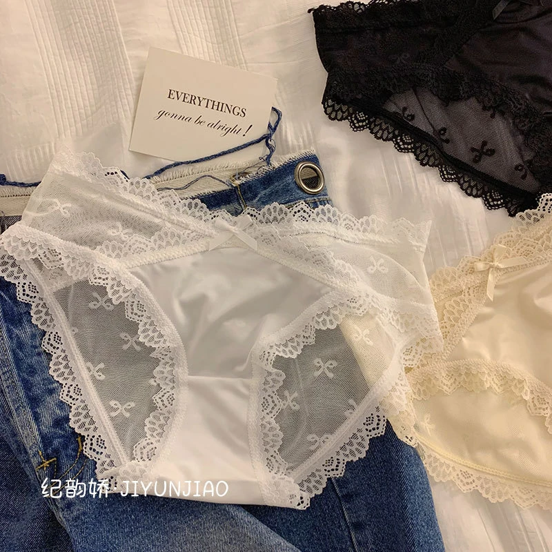 纯欲网纱轻薄蕾丝内裤女士低腰交叉舒适少女薄款法式夏季透气