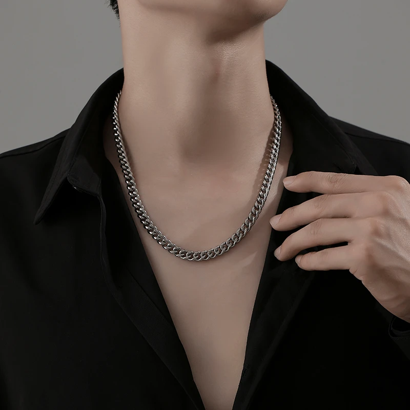 卡兰茵 不锈钢项链  古巴链男欧美潮流街头个性时尚百搭ins不掉色