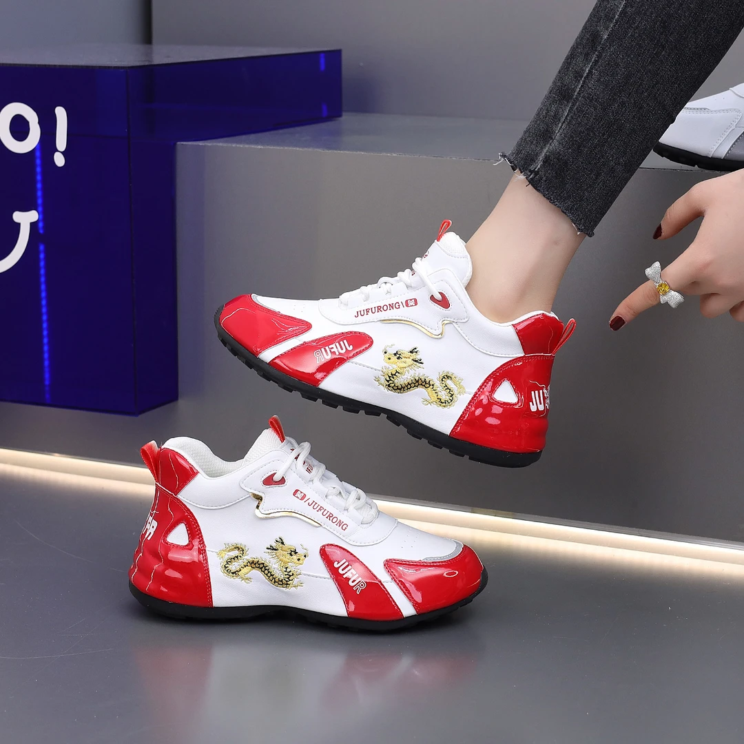 真皮包底鞋皮蓬老爹鞋软底软面透气情侣款鞋男女同款厚底增高龙鞋