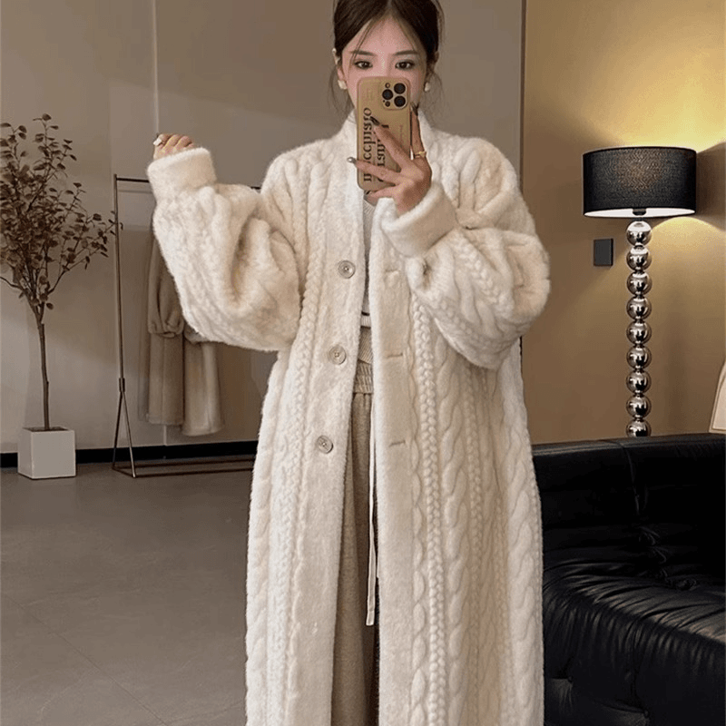 女冬季毛毛外套2023毛绒外套最新款一体长款时尚大衣加厚毛绒大衣