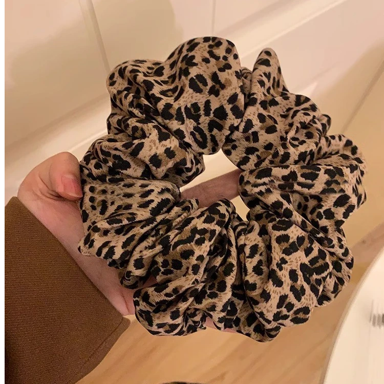 个性百搭豹纹大肠发圈千禧辣妹低马尾扎头发皮筋头绳高级感发饰女