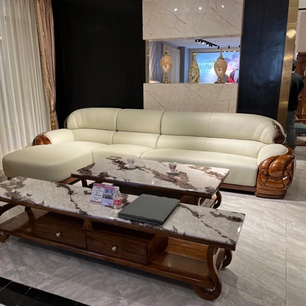 木源安2208奢华乌金木皮艺沙发加厚头层牛皮别墅客厅沙发