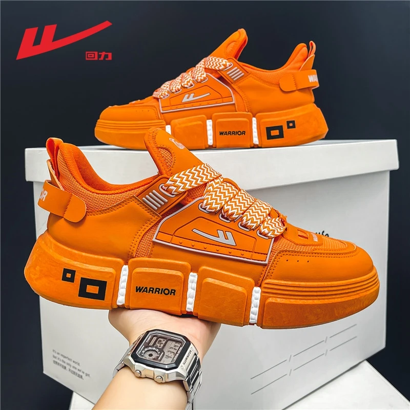 Warrior/回力男鞋2023新款春季百搭休闲板鞋青少年爆米花运动增高
