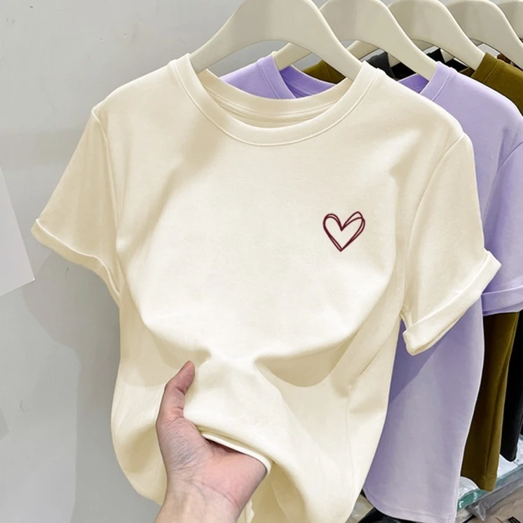 2023新款正肩短袖T恤女时尚百搭简约潮减龄显瘦洋气修身白色上衣