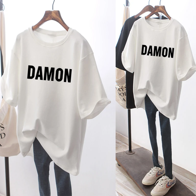 2025夏季新款配鲨鱼裤短袖t恤女洋气百搭中长款遮屁股肉大码上衣