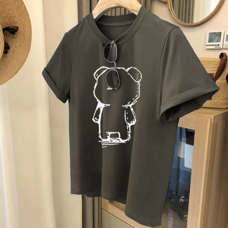 正肩短袖t恤女设计感小众时尚百搭胖mm显瘦上衣内搭打底衫春夏季