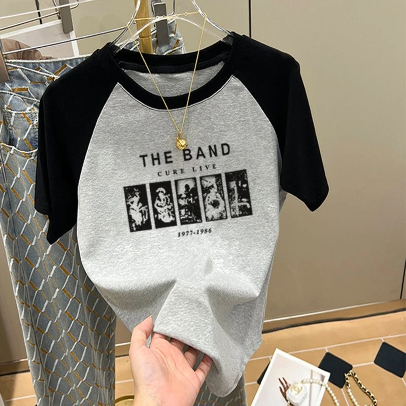 正肩短袖t恤女洋气打底衫女士高档2025新款爆款插肩上衣夏季女装