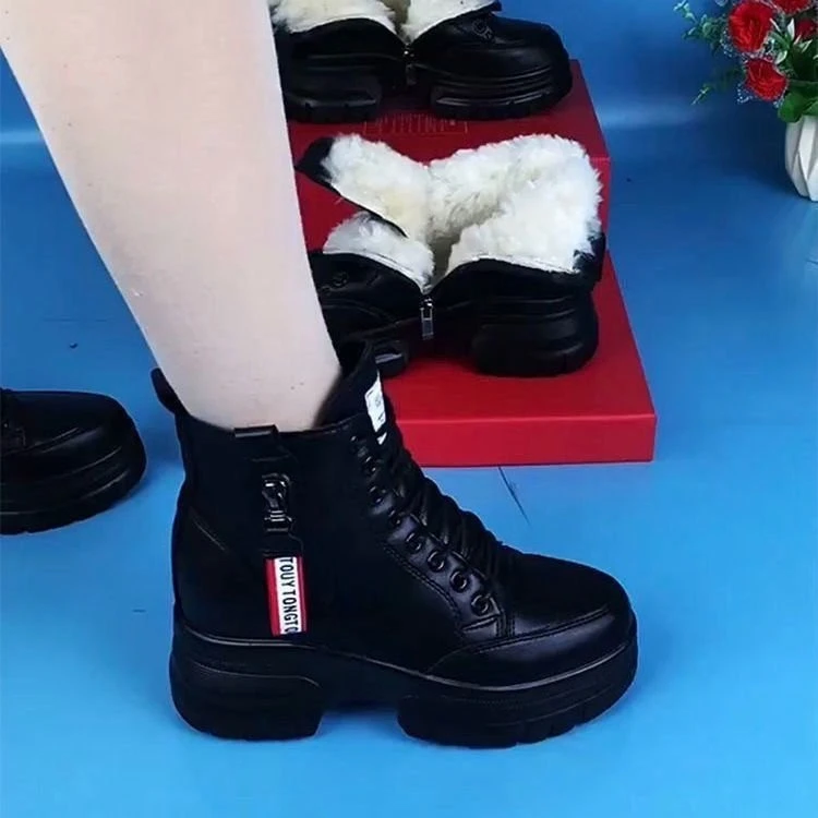 品牌断码真软皮马丁靴女2023冬季新款雪地靴皮毛一体加绒保暖棉鞋