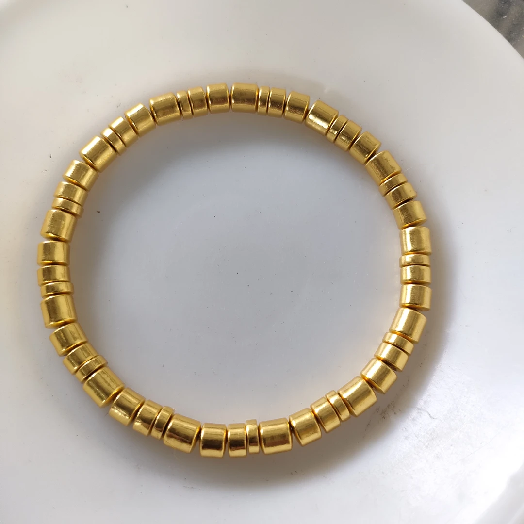 足金999卡5mm药片银河碎片手串文玩黄金饰品