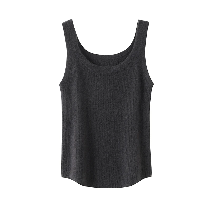 时尚潮流羊绒吊带背心女款简约百搭显瘦无袖上衣通勤