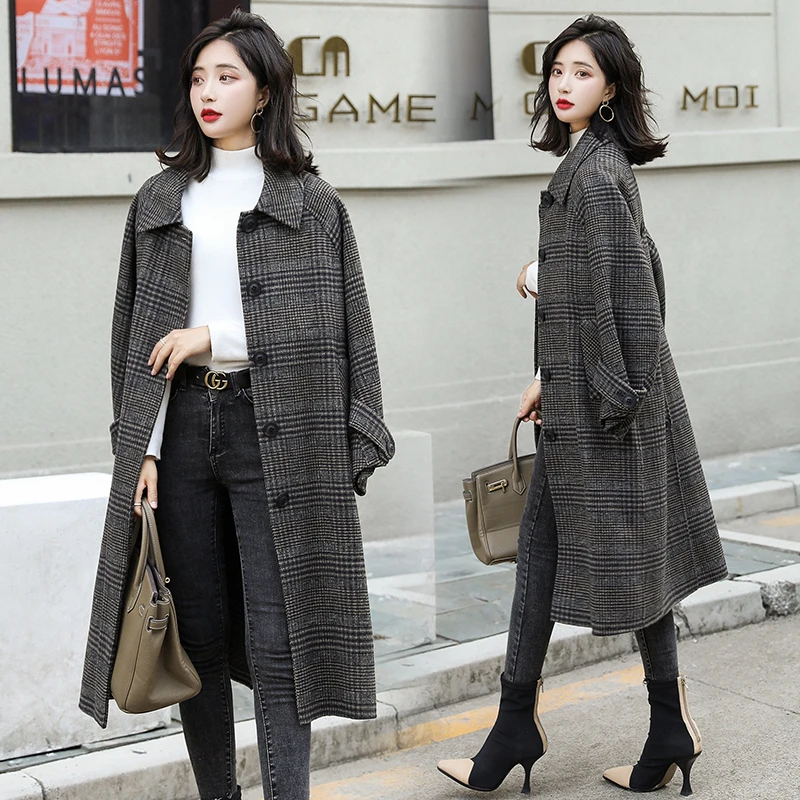 《主打款现货》新款时尚双面呢大衣外套秋冬季过膝大码中长款毛呢