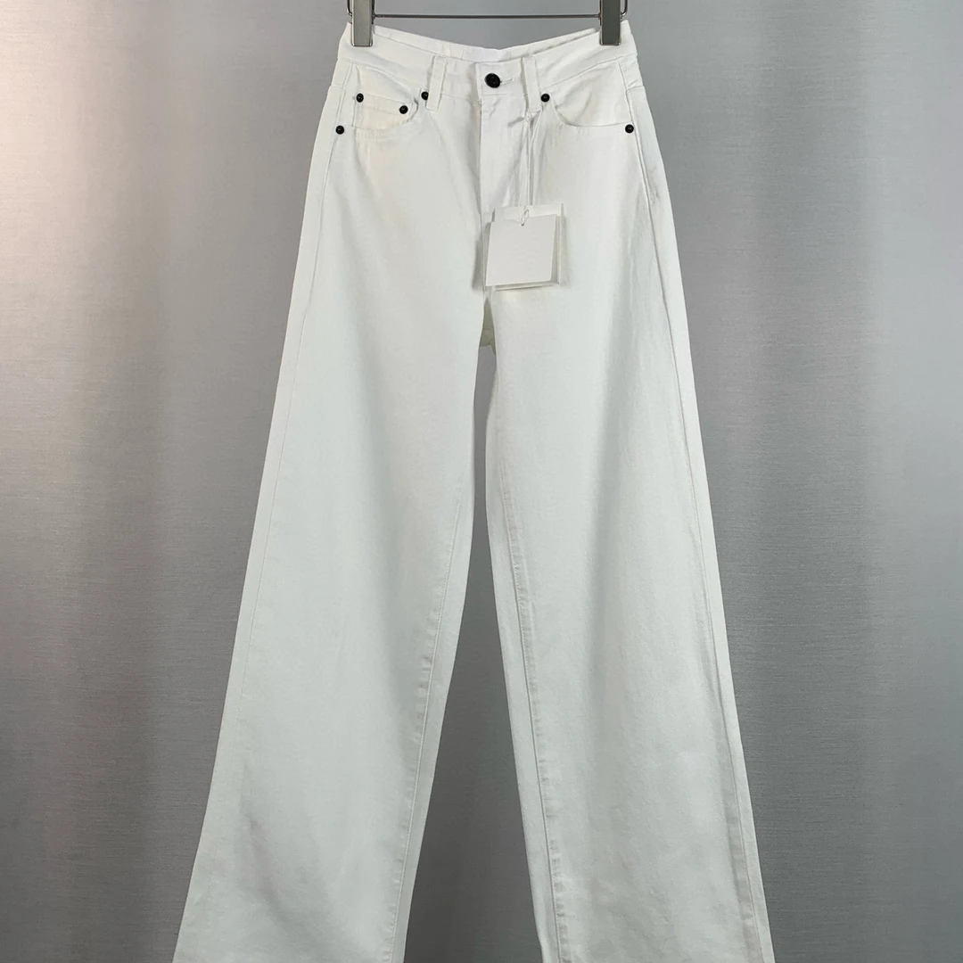 ROW风白牛仔进口水洗棉高腰显瘦直筒裤百搭简约春夏24-30码