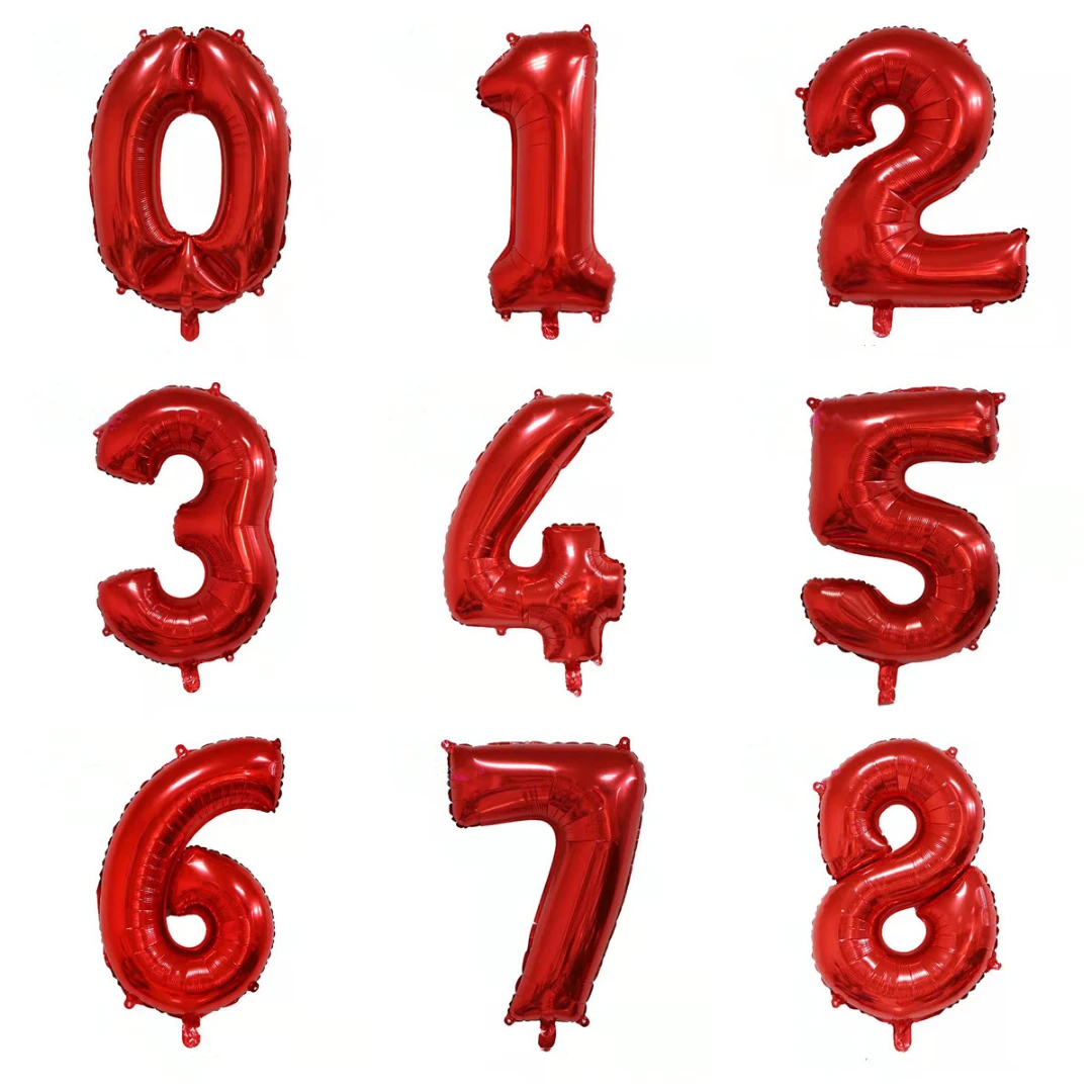 32寸铝箔数字气球0-9纯色球ins风生日派对婚庆装饰场景布置