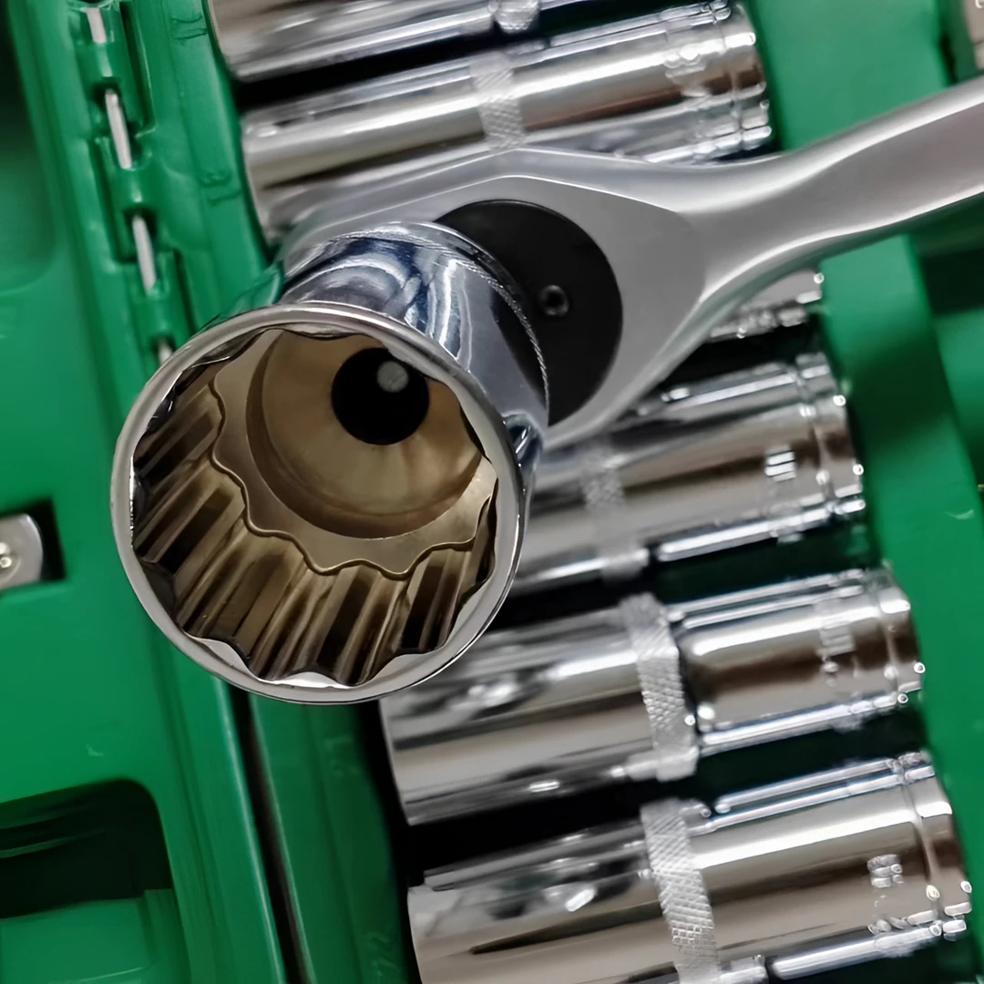 大飞加长镜面梅花12角套头套筒8-32的整套套装1/2电扳手接口12.5