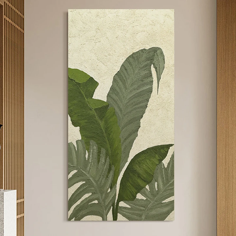 忒派《家大业大》装饰画北欧绿植手绘肌理油画现代入户玄关装饰画