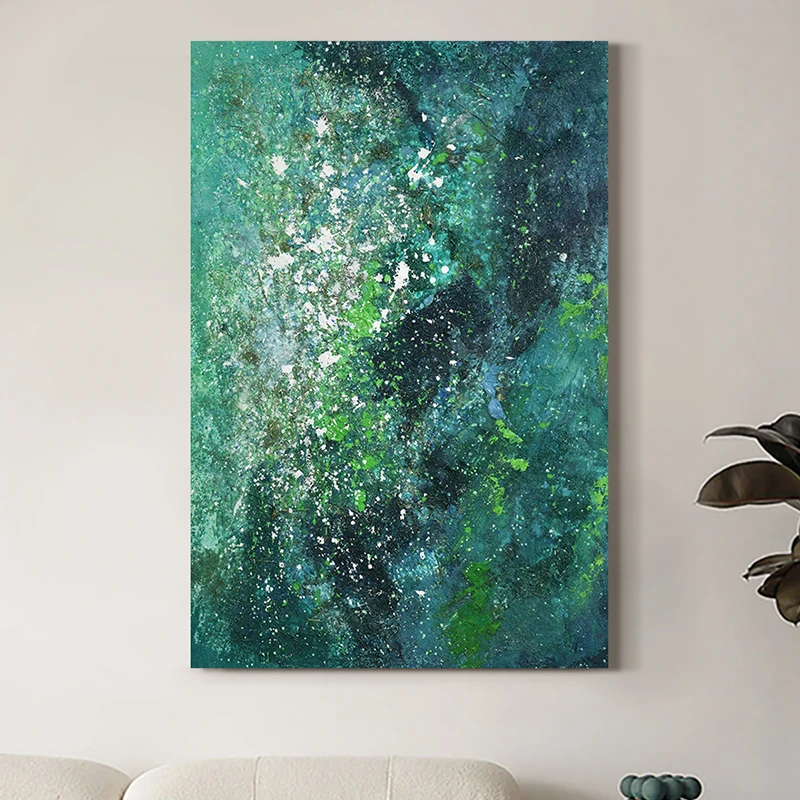 忒派原创手绘肌理油画《新翠》现代艺术客厅抽象装饰画玄关画落地画