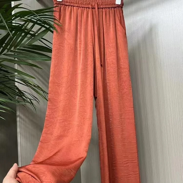 111新中式中国风直筒阔腿裤女新款冠乐皱显瘦垂感高腰休闲长裤子