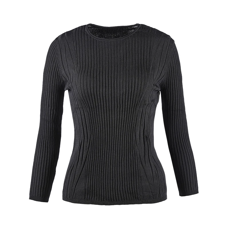 靓诺LN黑色圆领针织衫NW18101A