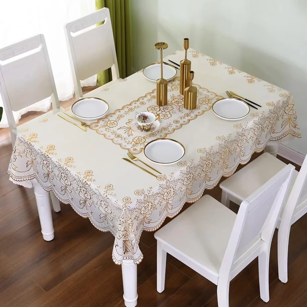 （宽1.2米X长1.6米）素色压花家用pvc长方形防水防烫免洗餐桌茶几布