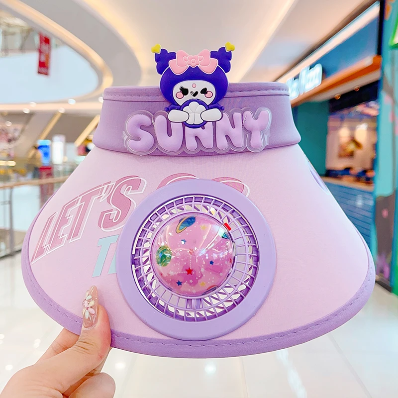 儿童夏季遮阳帽带风扇防晒帽子大帽檐防紫外线可充电男女童太阳帽