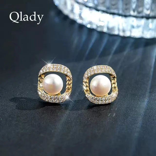 ins银针圆形珠珠时尚百搭简约耳钉女2025年新款潮高级感气质耳饰