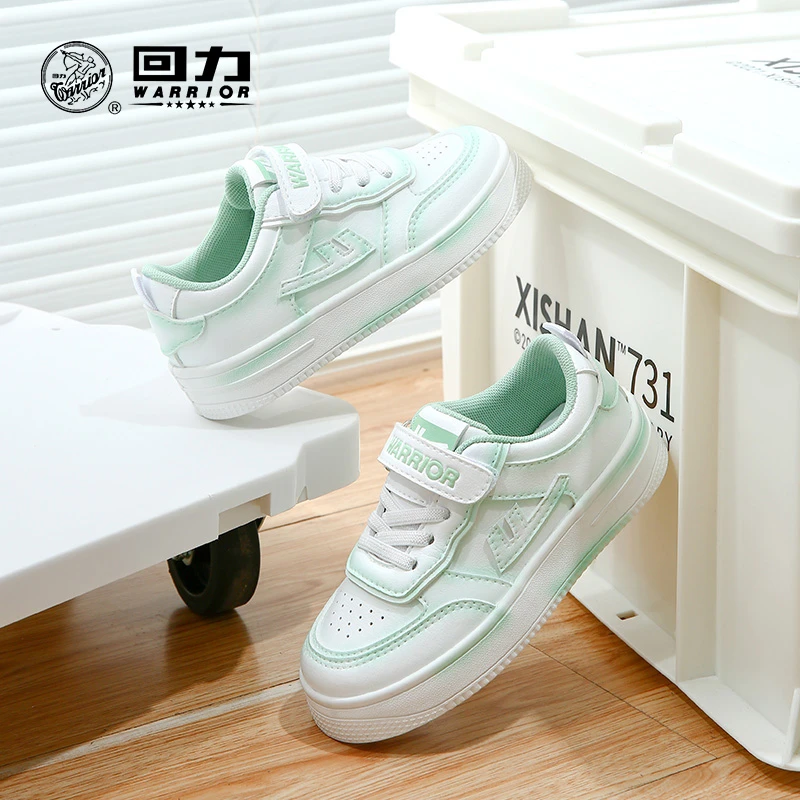 回力儿童魔术贴男童鞋子2024夏季款中大童白绿运动鞋休闲女童板鞋