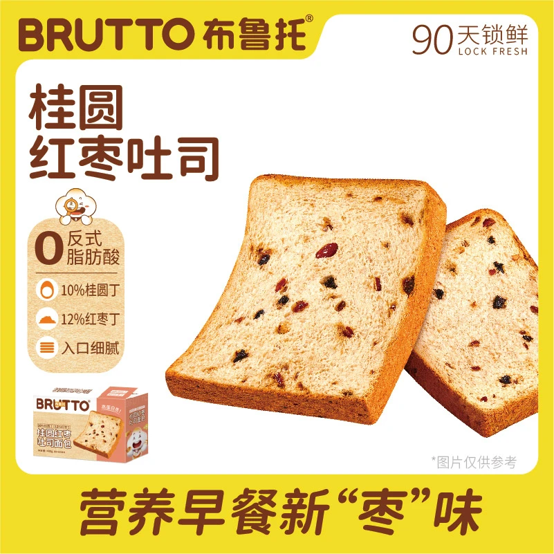 布鲁托桂圆红枣吐司早餐代餐饱腹手撕面包健康办公室下午茶点心