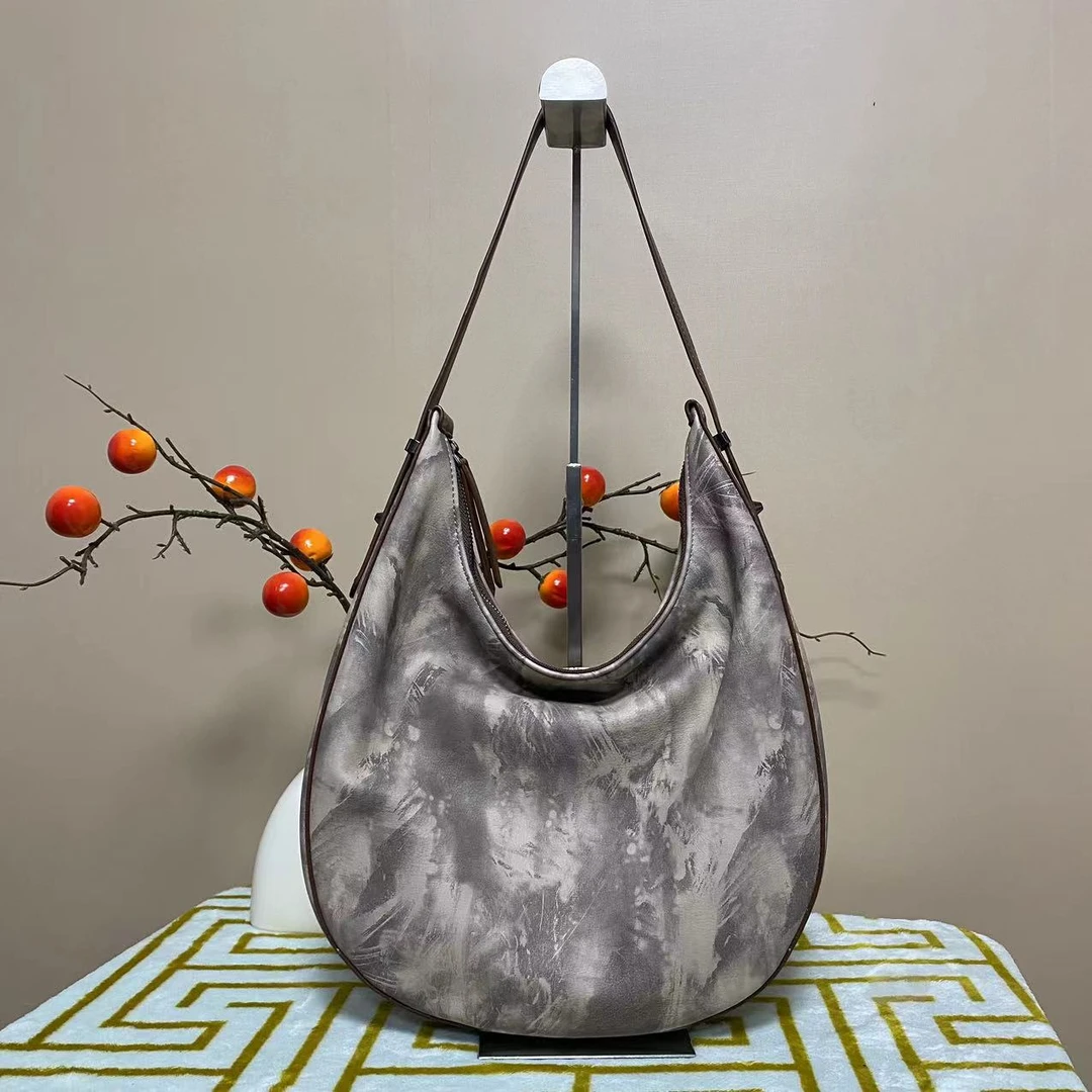 时光家800-849设计师款水墨晕染简约百搭时尚单肩包女士小众