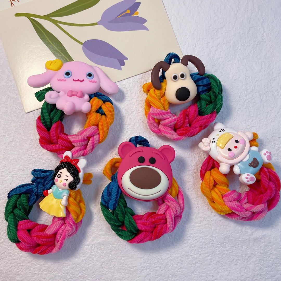 儿童发圈多巴胺头绳彩虹皮筋女童甜美高弹力不伤发耐用发绳编织