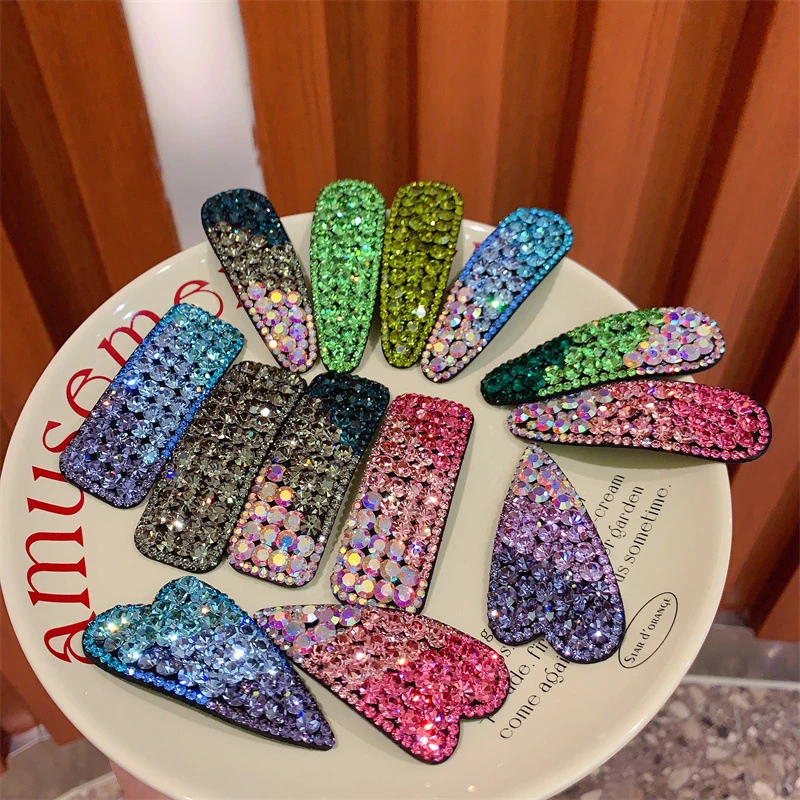 韩版捷克钻发夹轻奢法式满钻刘海边夹BB夹子闪钻后脑勺发箍头饰