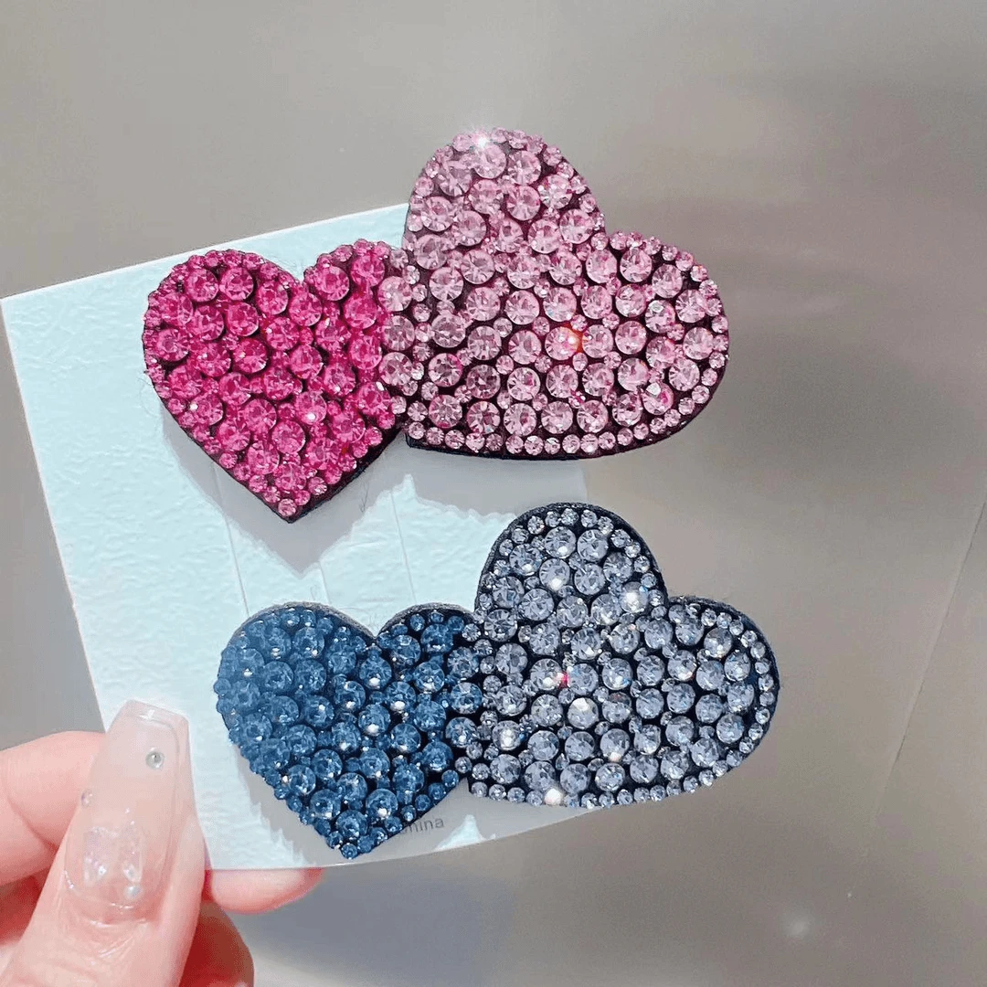 儿童夏季闪亮爱心甜美碎发夹桃心可爱发卡韩版侧边夹bb夹发饰头饰