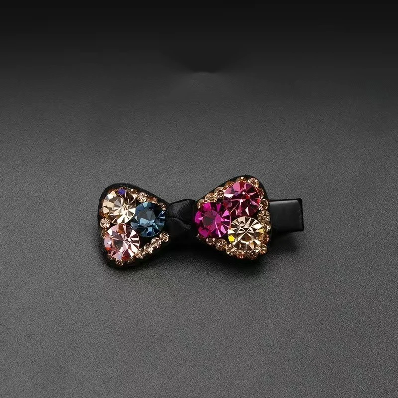 合金仿水晶发饰韩国一字夹迷你蝴蝶结刘海夹水钻边夹头箍发箍头饰