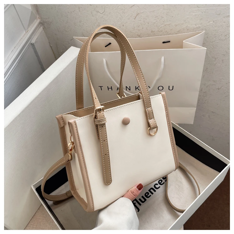 【麻豆公主】新款时尚撞色手提包简约百搭高级感多种背法单肩斜跨包