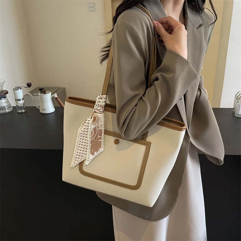 新款时尚轻奢通勤单肩包小众洋气百搭托特包休闲女士大容量包包