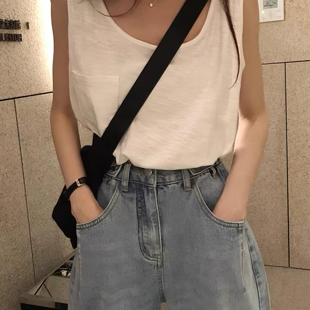 竹节棉背心吊带女2023夏季百搭打底内搭外穿纯棉无袖宽松上衣潮