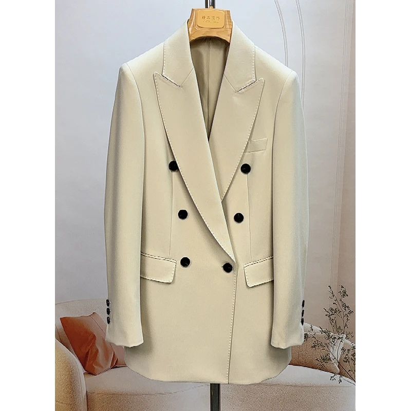 早秋新款 高定西装外套双排六扣黑扣女时尚修身显瘦