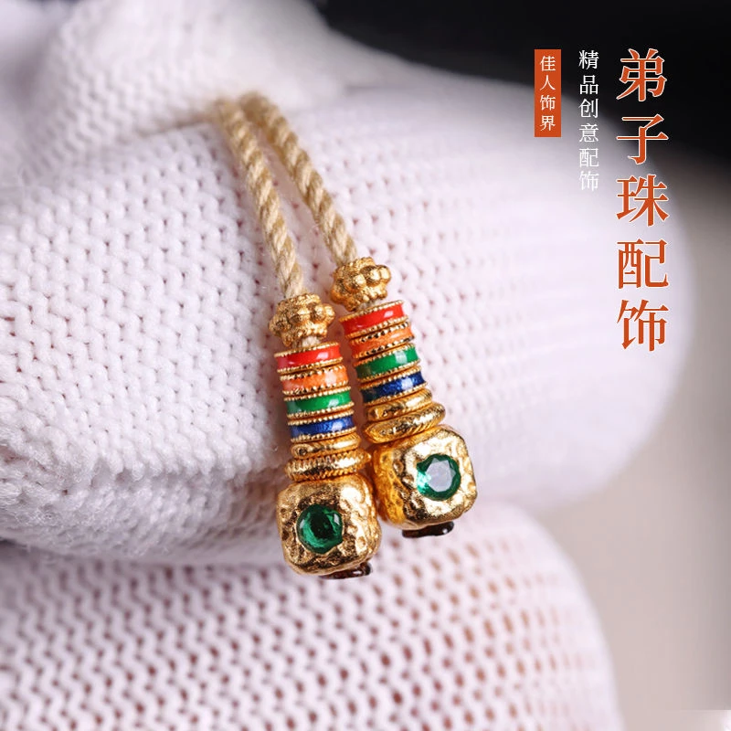文玩弟子珠配饰磨砂金刚杵拼接吊坠银饰收尾佛珠手串文玩diy配件