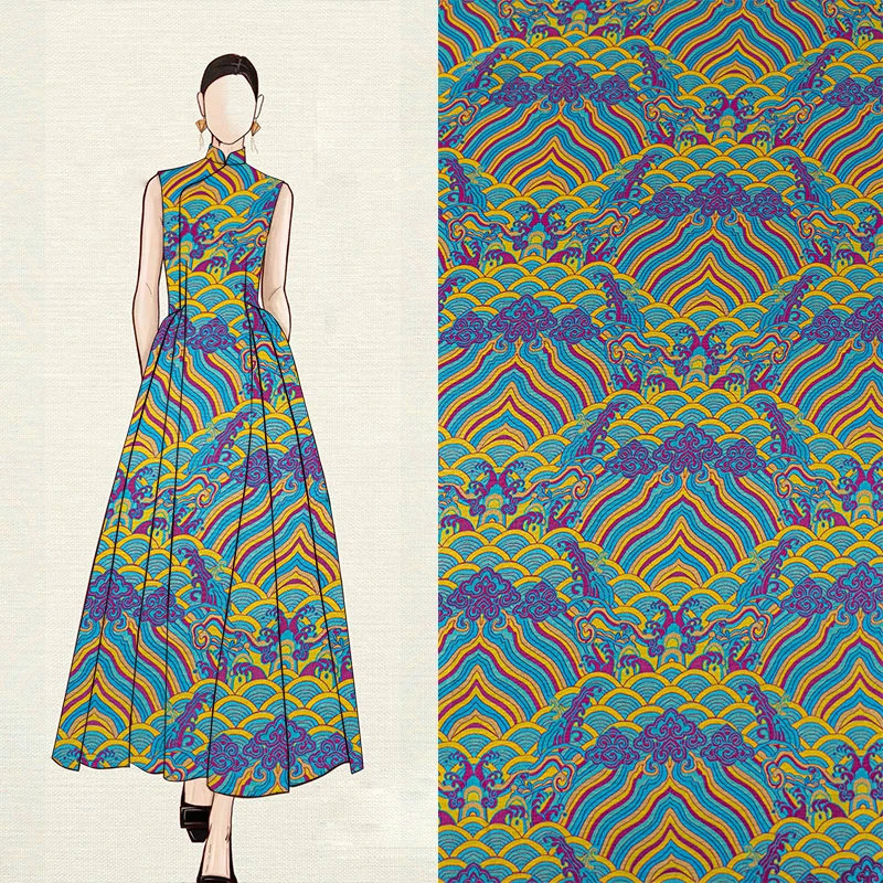 【紫金祥云】香云纱国风旗袍春秋装面料高级女装定制优雅丝绸桑蚕丝