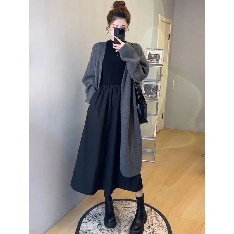 慵懒风软糯开衫长款毛衣女针织衫外套2024设计感显瘦针织中长外搭