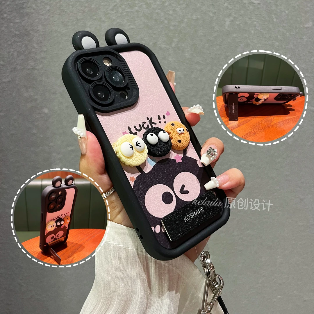 【天眼皮纹煤球公仔】适用苹果16华为VIVO荣耀OPPO防摔手机壳防摔软