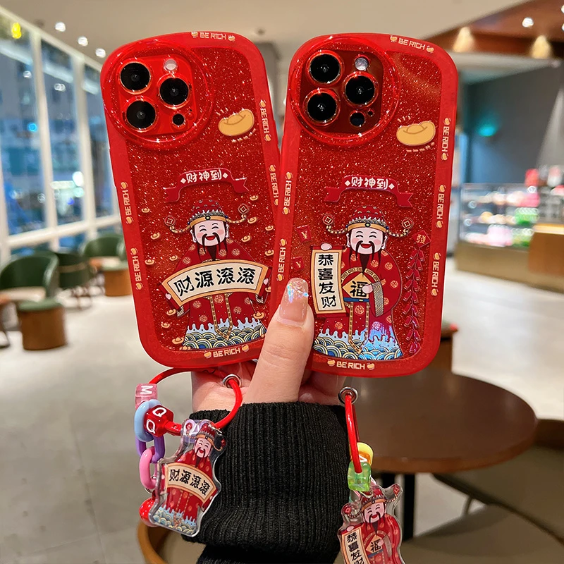 【红色小胖妞财神到】苹果华为荣耀oppo小米vivo红米创意手机壳