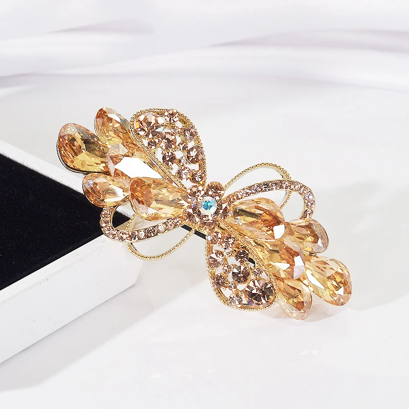 夹子头饰发夹女后脑勺高端气质顶夹半扎发蝴蝶结水晶弹簧发卡妈妈