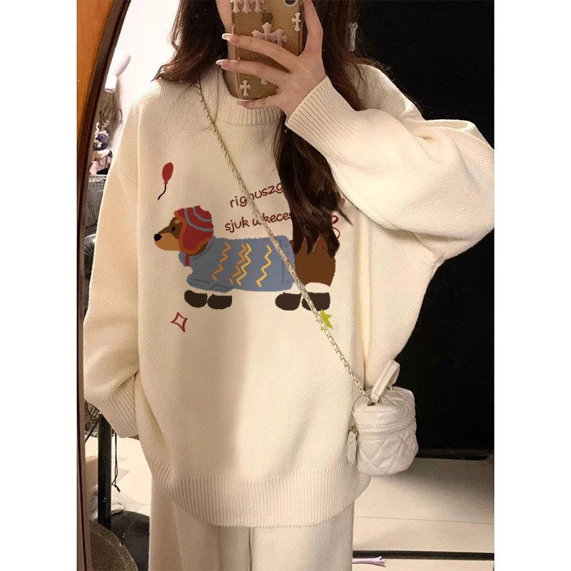 秋冬装时尚慵懒风加厚孕妇针织衫毛衣新款百搭显瘦卡通孕妇上衣