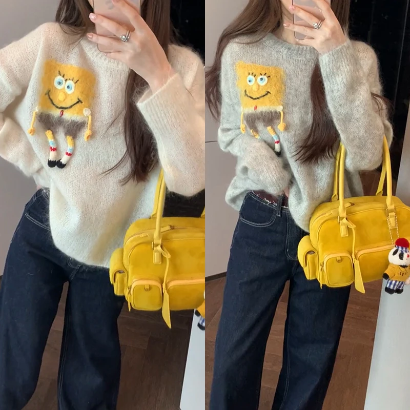 【mimius】&B游鹿鹿 海绵宝宝～马海毛软糯针织毛衣 WF09003