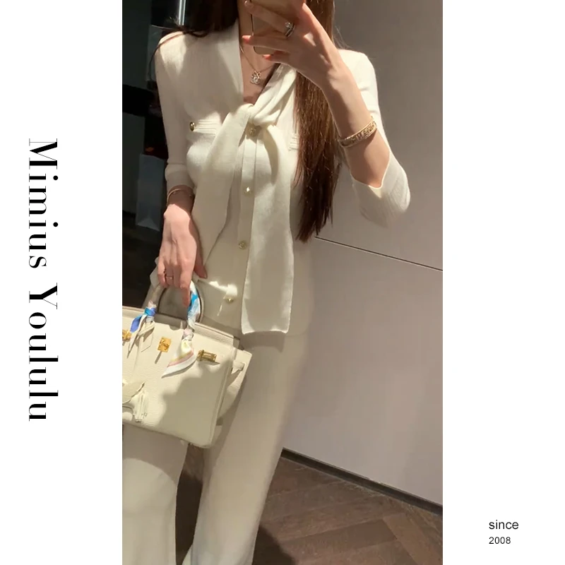 【mimius】&B游鹿鹿 高奢线系带优雅气质V领显瘦羊 毛衫  WF09131