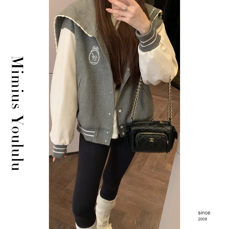 【mimius】&B游鹿鹿 海军领学院风棒球服鹅绒外套冬装上新 F10141